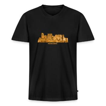 Heidelberg Castle Ruins Baden-Württemberg - Men's Premium Organic T-shirt with V-neck - black - Front - Nico (187cm)