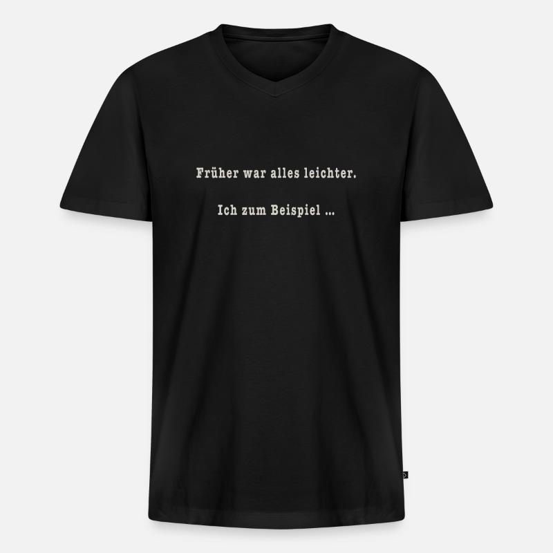 Früher - Männer Premium Bio T-Shirt mit V-Ausschnitt - Schwarz