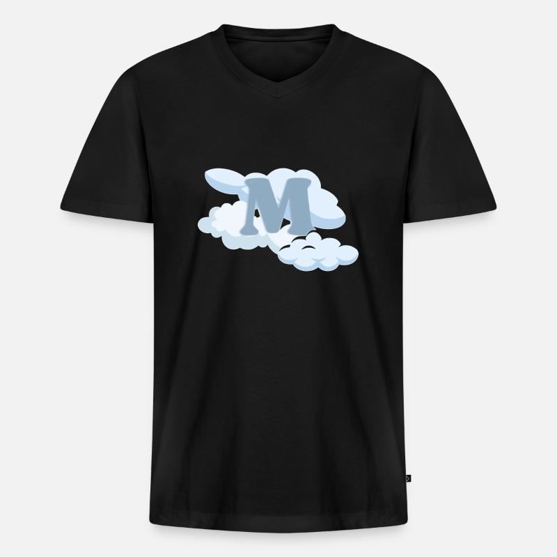 Blauer Buchstabe M - Männer Premium Bio T-Shirt mit V-Ausschnitt - Schwarz