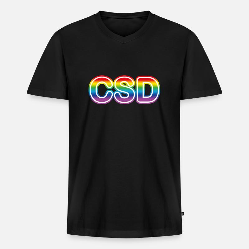 CSD Logo - Männer Premium Bio T-Shirt mit V-Ausschnitt - Schwarz