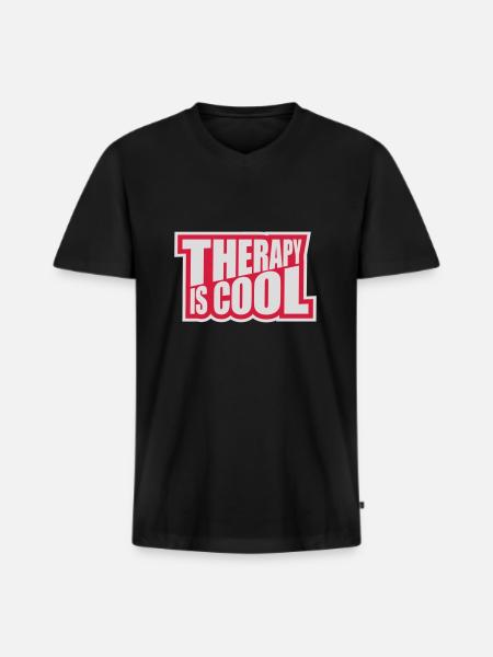 therapy is cool Quote - Men's Premium Organic T-shirt with V-neck - black