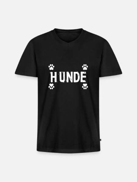 Hund Dog - Männer Premium Bio T-Shirt mit V-Ausschnitt - Schwarz