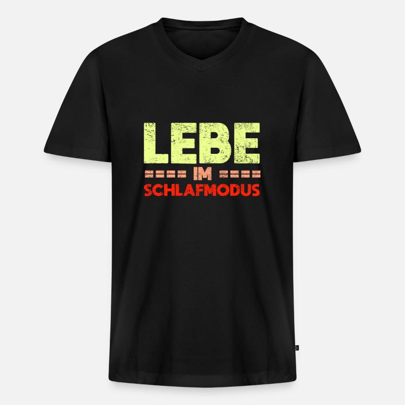 Lebe Im Schlafmodus - Männer Premium Bio T-Shirt mit V-Ausschnitt - Schwarz