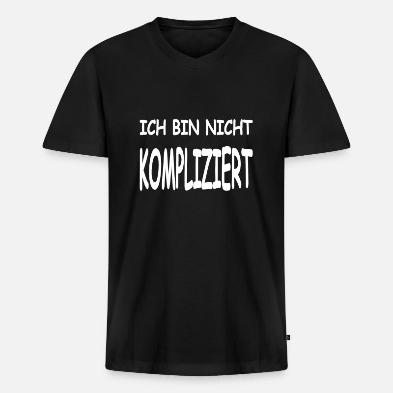 Kompliziert - Männer Premium Bio T-Shirt mit V-Ausschnitt - Schwarz