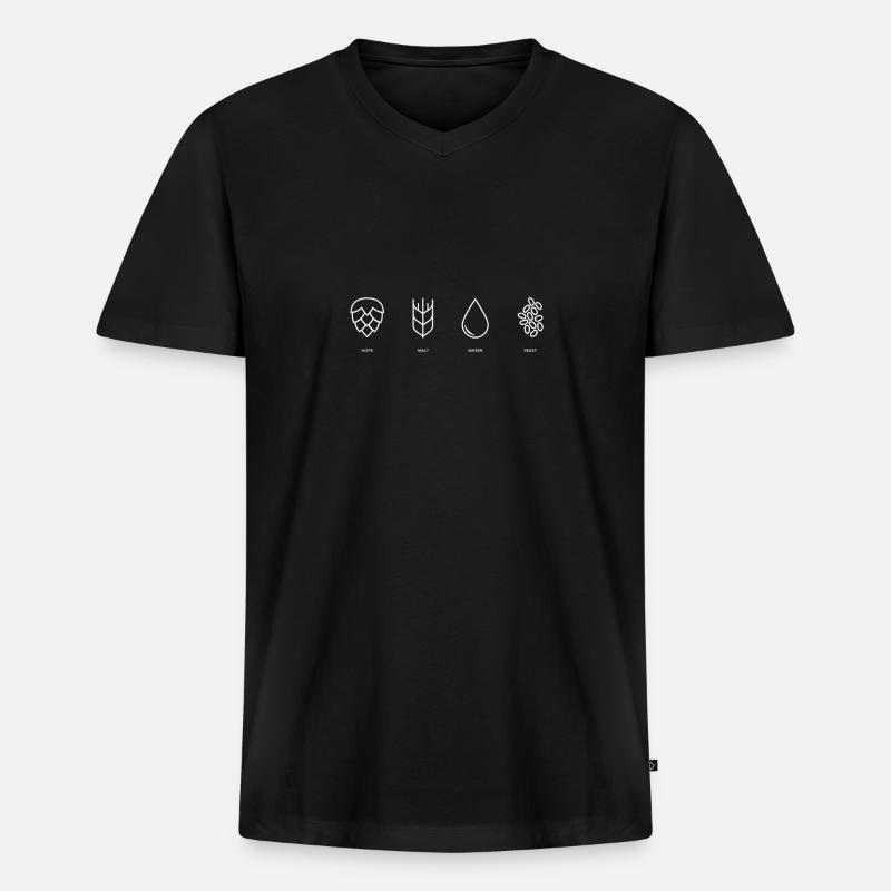 Bier - Männer Premium Bio T-Shirt mit V-Ausschnitt - Schwarz