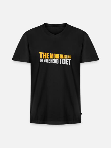 I get more head - Men's Premium Organic T-shirt with V-neck - black