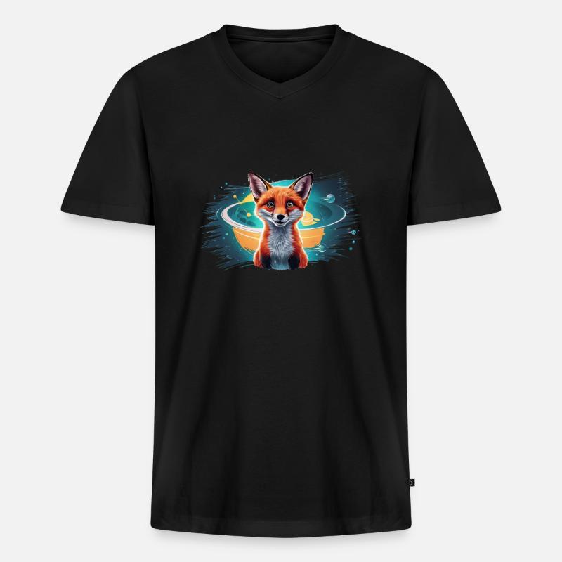 Fuchs - Illustration - Männer Premium Bio T-Shirt mit V-Ausschnitt - Schwarz