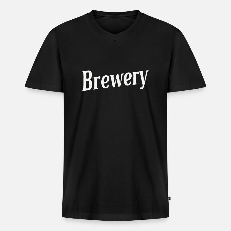 BRAUEREI - Männer Premium Bio T-Shirt mit V-Ausschnitt - Schwarz