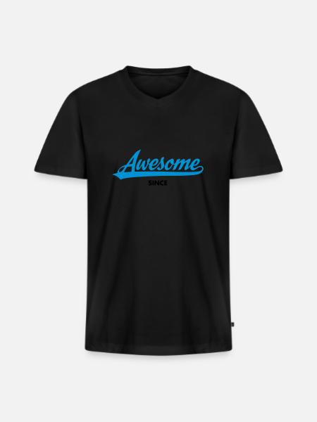 Awesome Since (MM.DD.YYYY) - T-shirt encolure en V Premium bio Homme - noir