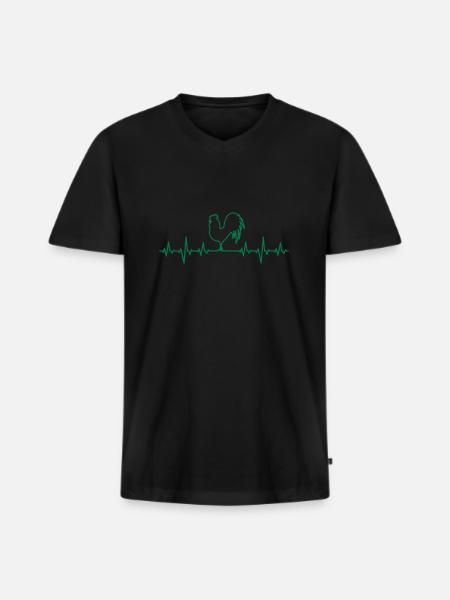 Hahn - Männer Premium Bio T-Shirt mit V-Ausschnitt - Schwarz