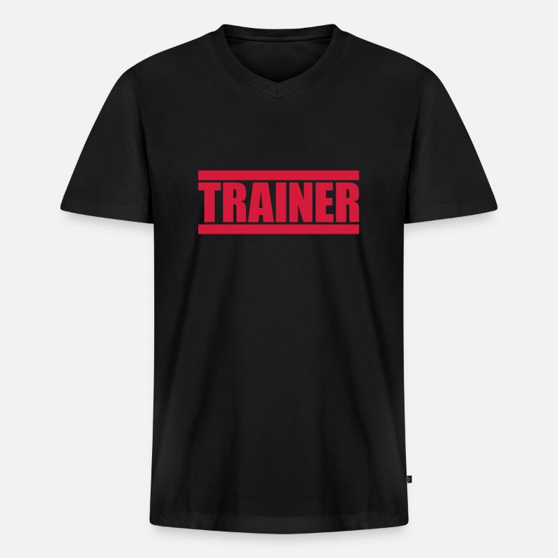 Rote Balken Trainer - Männer Premium Bio T-Shirt mit V-Ausschnitt - Schwarz