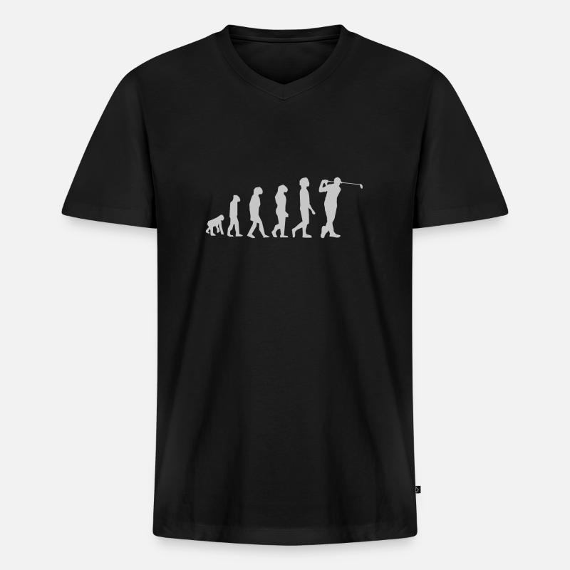Golf Evolution - Männer Premium Bio T-Shirt mit V-Ausschnitt - Schwarz