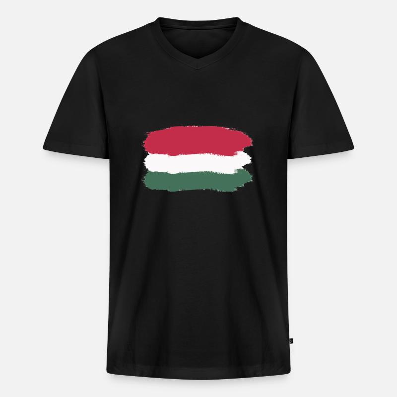 Ungarn - Männer Premium Bio T-Shirt mit V-Ausschnitt - Schwarz