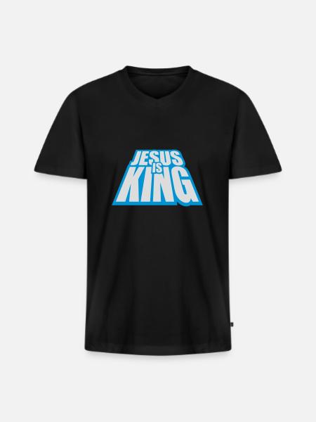 jesus is king quote - Men's Premium Organic T-shirt with V-neck - black