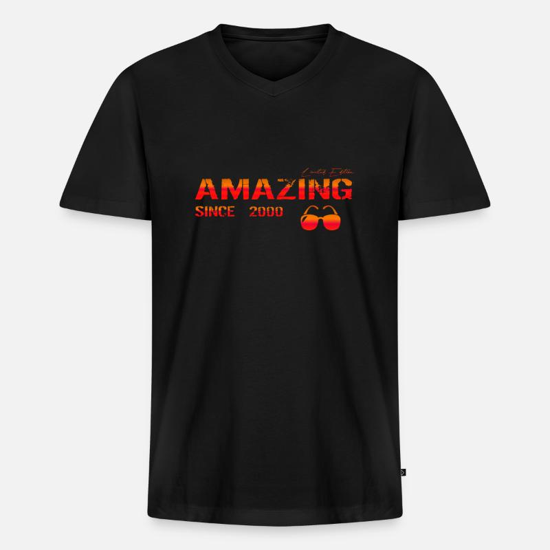 Amazing since 2000 - Männer Premium Bio T-Shirt mit V-Ausschnitt - Schwarz