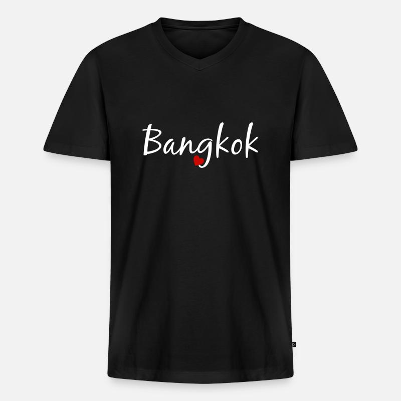 Bangkok - Männer Premium Bio T-Shirt mit V-Ausschnitt - Schwarz
