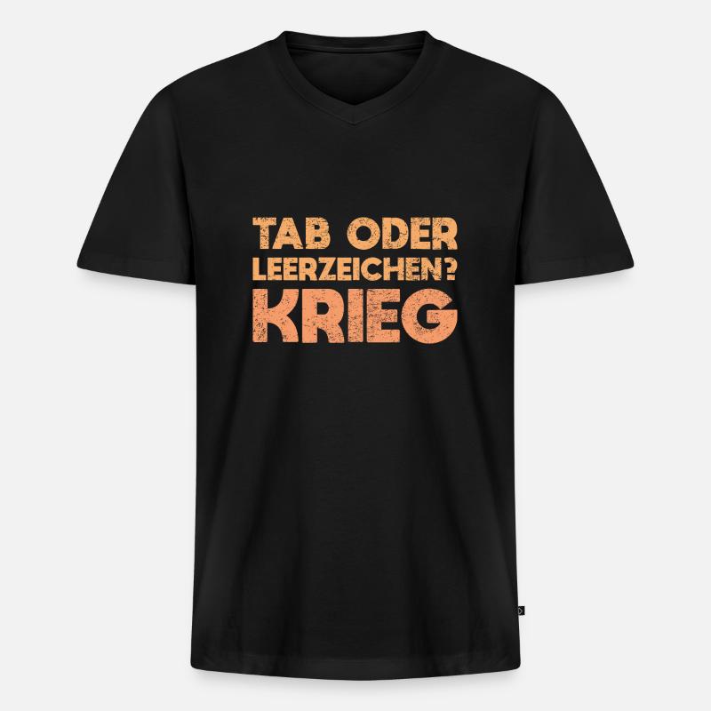 Tab Oder Leerzeichen? Krieg - Männer Premium Bio T-Shirt mit V-Ausschnitt - Schwarz