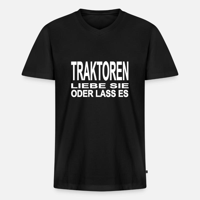 Traktor - Männer Premium Bio T-Shirt mit V-Ausschnitt - Schwarz