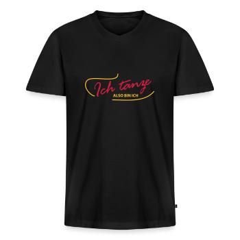 Ich tanze - Männer Premium Bio T-Shirt mit V-Ausschnitt - Schwarz - Vorne - Nico (187cm)