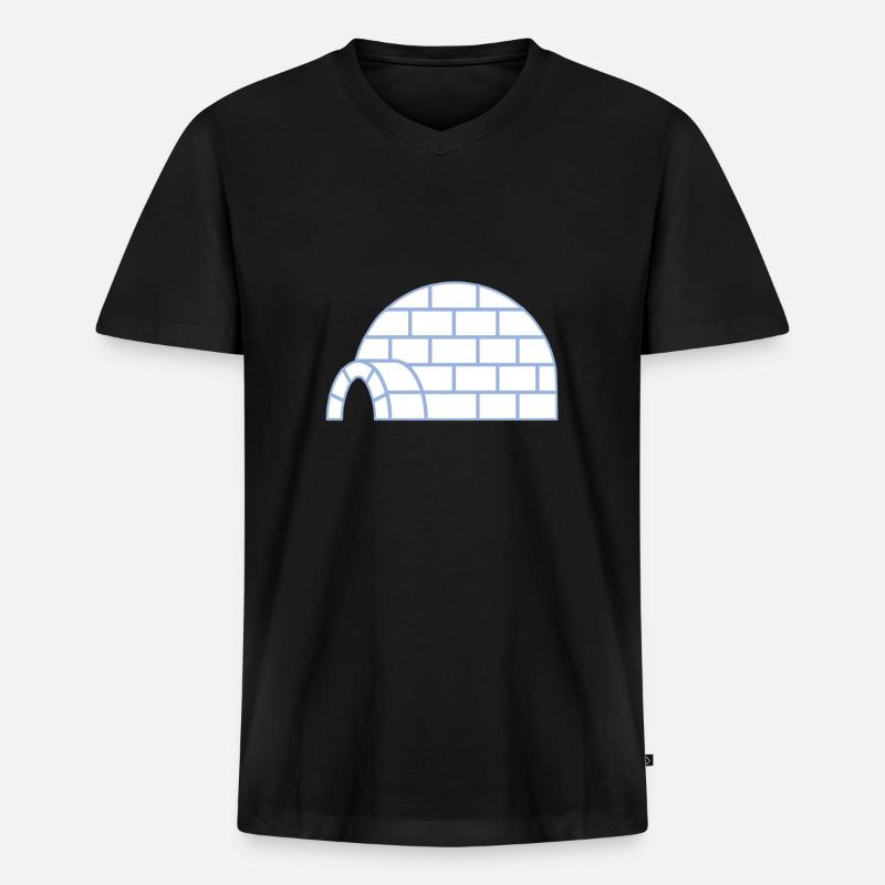 Iglu - Männer Premium Bio T-Shirt mit V-Ausschnitt - Schwarz