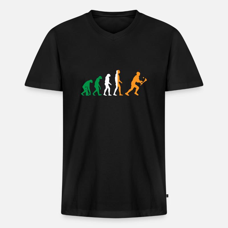 Die Evolution von Hurling - Männer Premium Bio T-Shirt mit V-Ausschnitt - Schwarz