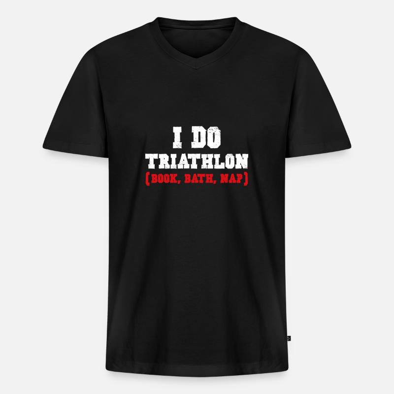 ICH MACHE TRIATHLON - Männer Premium Bio T-Shirt mit V-Ausschnitt - Schwarz