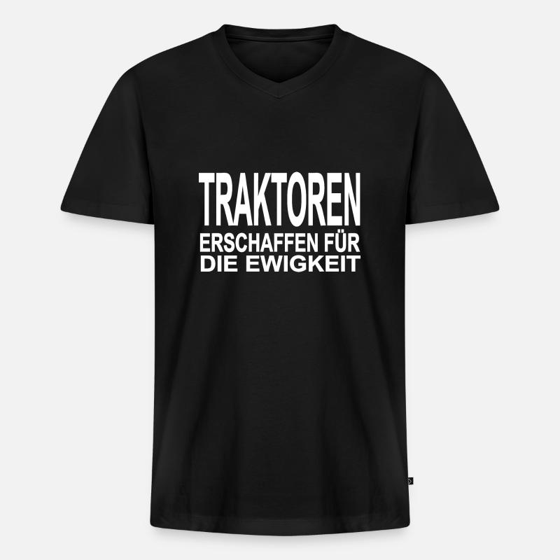 Traktor - Männer Premium Bio T-Shirt mit V-Ausschnitt - Schwarz