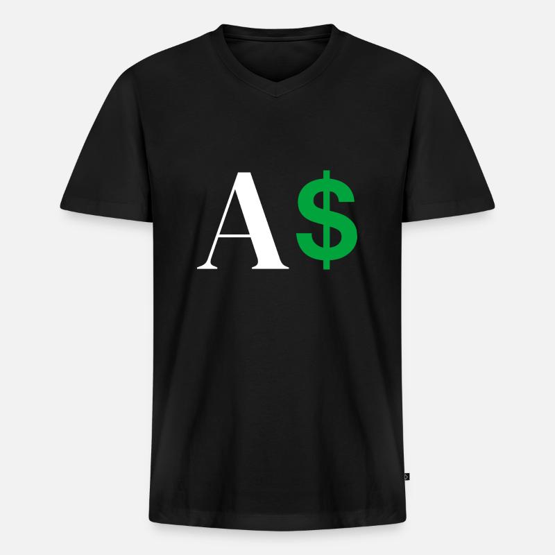 Dollar-Buchstabe - Männer Premium Bio T-Shirt mit V-Ausschnitt - Schwarz