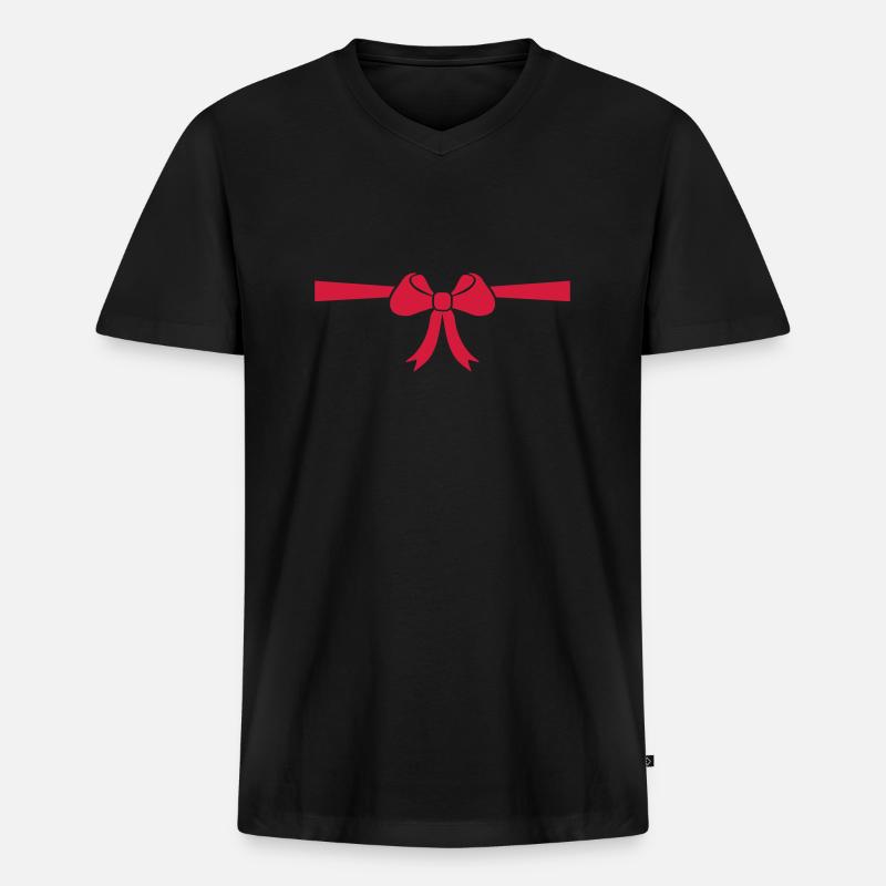Schleife - Männer Premium Bio T-Shirt mit V-Ausschnitt - Schwarz