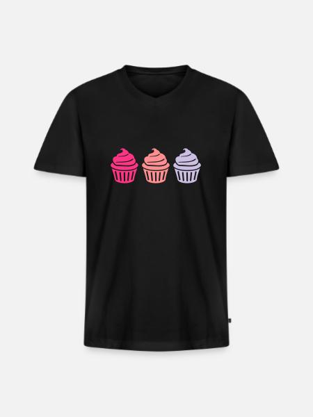 Cupcake - Men's Premium Organic T-shirt with V-neck - black
