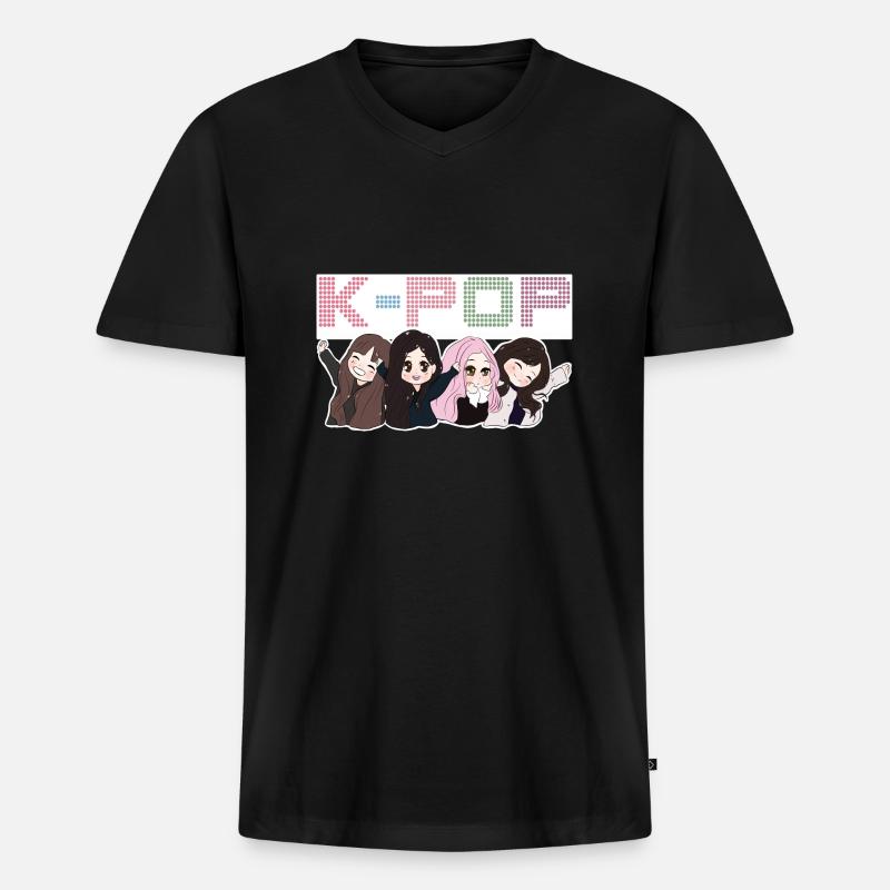K-Pop. - Männer Premium Bio T-Shirt mit V-Ausschnitt - Schwarz