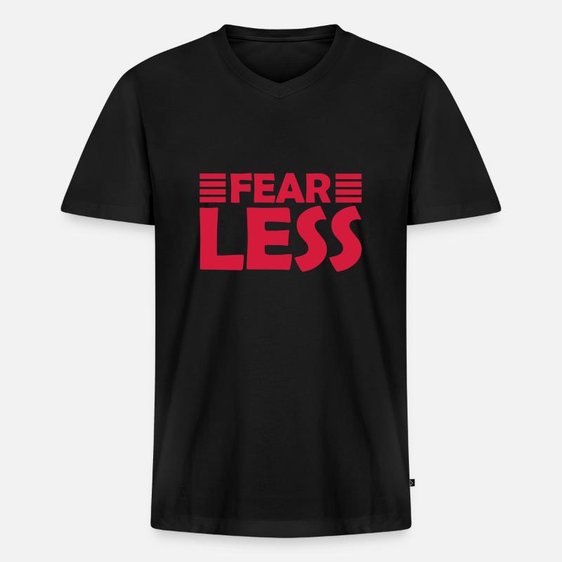 fearless Text Zitat Design - Männer Premium Bio T-Shirt mit V-Ausschnitt - Schwarz