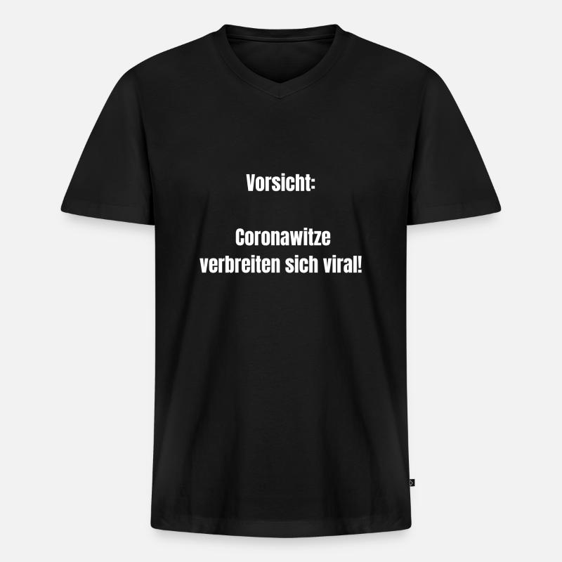 Coronawitz - Männer Premium Bio T-Shirt mit V-Ausschnitt - Schwarz