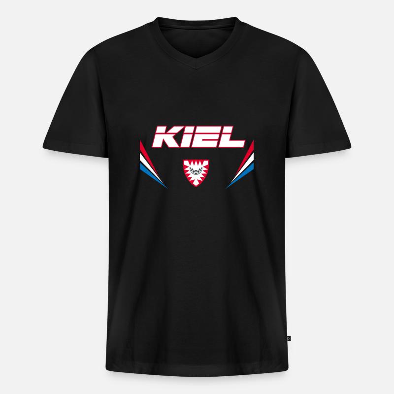 Kiel Vector - Männer Premium Bio T-Shirt mit V-Ausschnitt - Schwarz