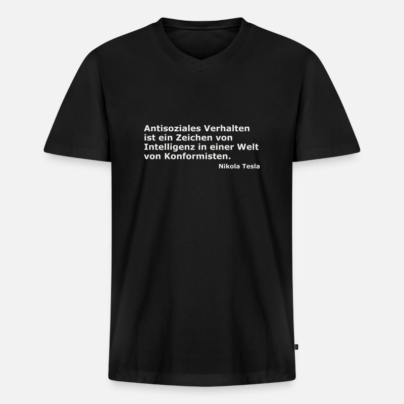 Intelligenz - Männer Premium Bio T-Shirt mit V-Ausschnitt - Schwarz