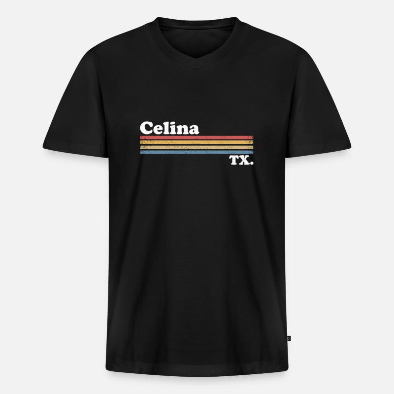 Celina - Männer Premium Bio T-Shirt mit V-Ausschnitt - Schwarz