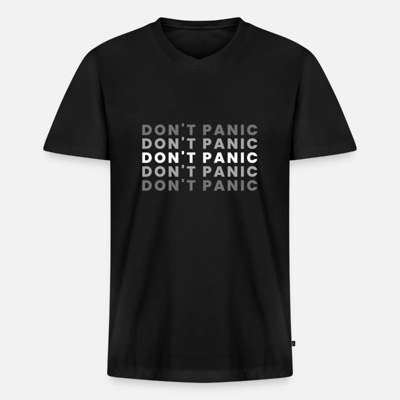 Don't Panic - Männer Premium Bio T-Shirt mit V-Ausschnitt - Schwarz