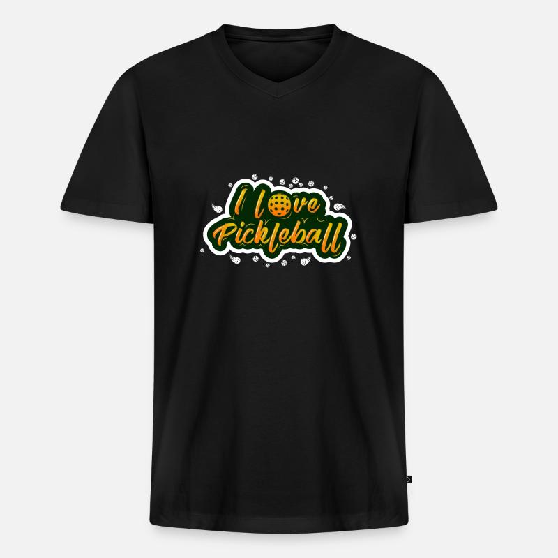 Ich liebe Pickleball - Männer Premium Bio T-Shirt mit V-Ausschnitt - Schwarz