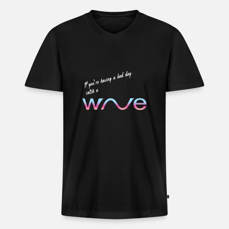 catch a wave - Männer Premium Bio T-Shirt mit V-Ausschnitt - Schwarz