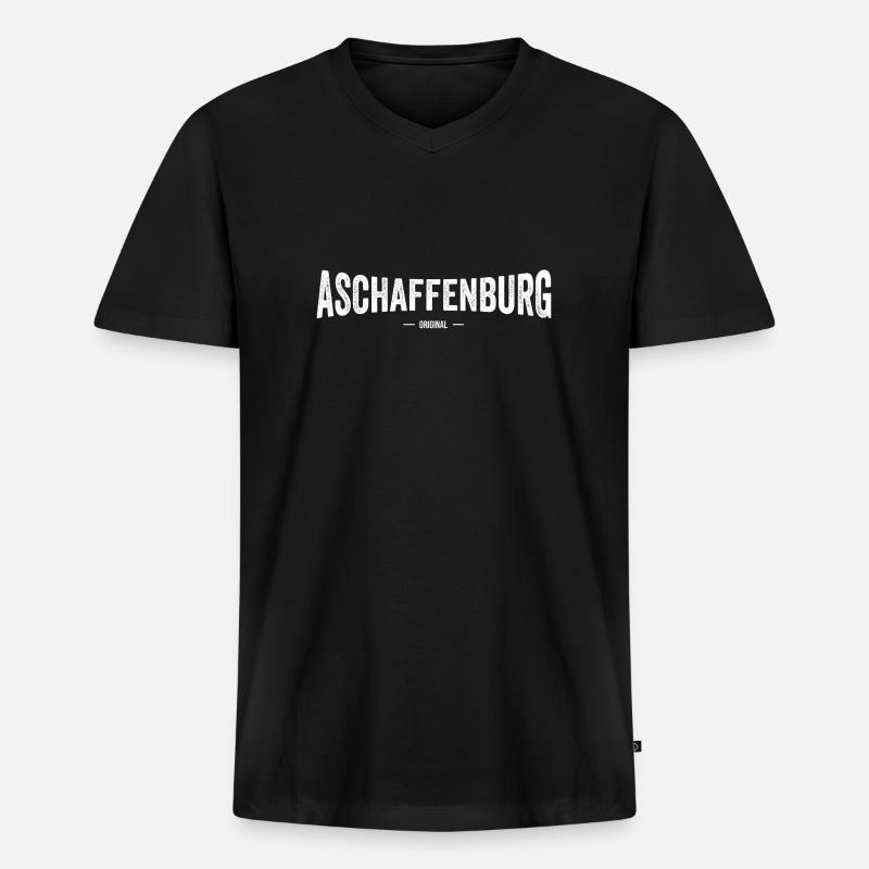 Aschaffenburg Original - Männer Premium Bio T-Shirt mit V-Ausschnitt - Schwarz
