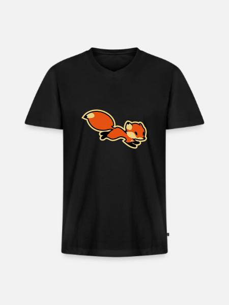 Fox - Männer Premium Bio T-Shirt mit V-Ausschnitt - Schwarz
