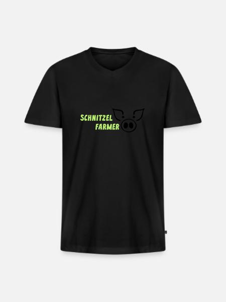 Landwirtschaft Schnitzel Farmer Bauer - Männer Premium Bio T-Shirt mit V-Ausschnitt - Schwarz