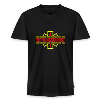 Rettungsdienst - Männer Premium Bio T-Shirt mit V-Ausschnitt - Schwarz - Vorne - Nico (187cm)