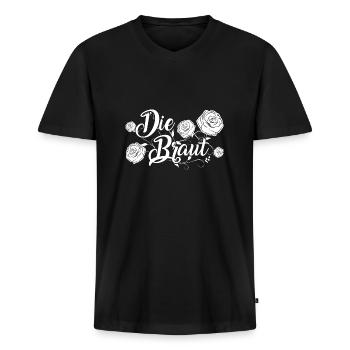 Junggesellenabschied Braut Bräutigam - Männer Premium Bio T-Shirt mit V-Ausschnitt - Schwarz - Vorne - Nico (187cm)