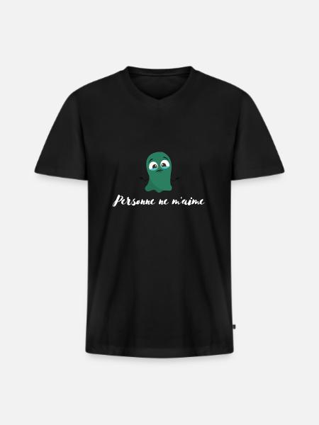Personne ne m'aime - T-shirt encolure en V Premium bio Homme - noir