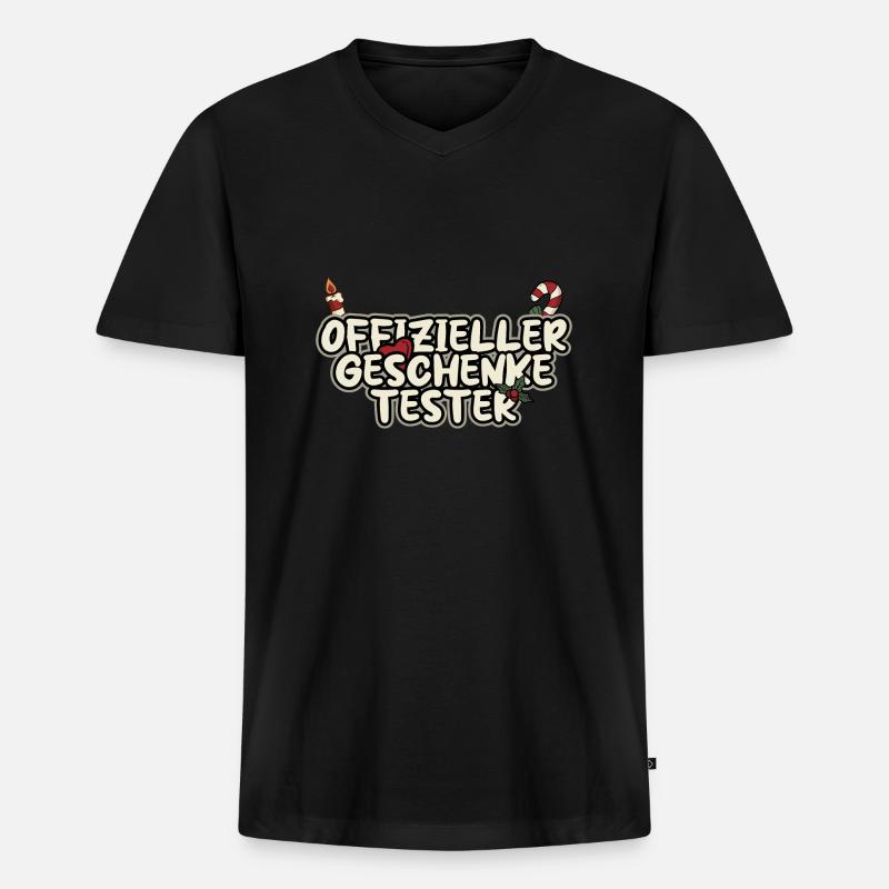 Weihnachten Offizieller Geschenketester - Männer Premium Bio T-Shirt mit V-Ausschnitt - Schwarz