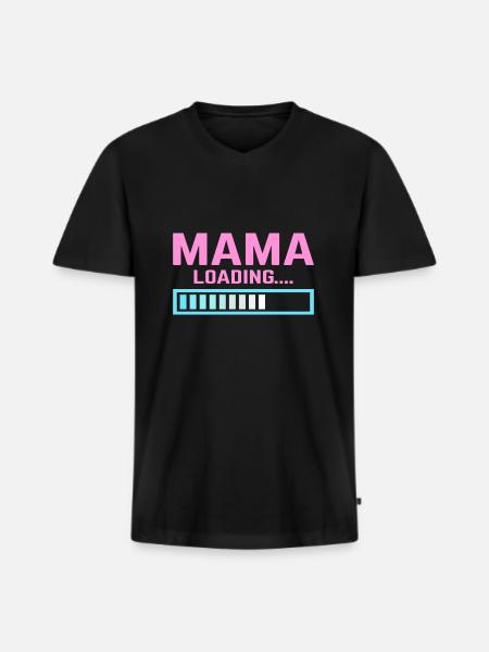 Mum loading mama mom - Men's Premium Organic T-shirt with V-neck - black