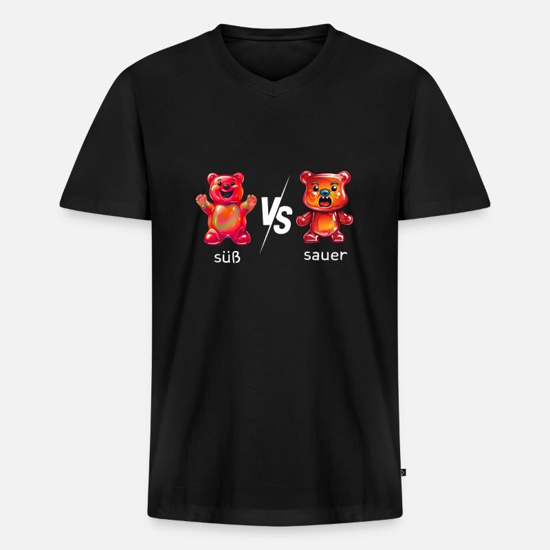 Süßes oder Saueres Gummibären - Männer Premium Bio T-Shirt mit V-Ausschnitt - Schwarz