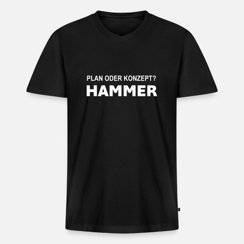 Plan oder Konzept? Hammer! - Männer Premium Bio T-Shirt mit V-Ausschnitt - Schwarz