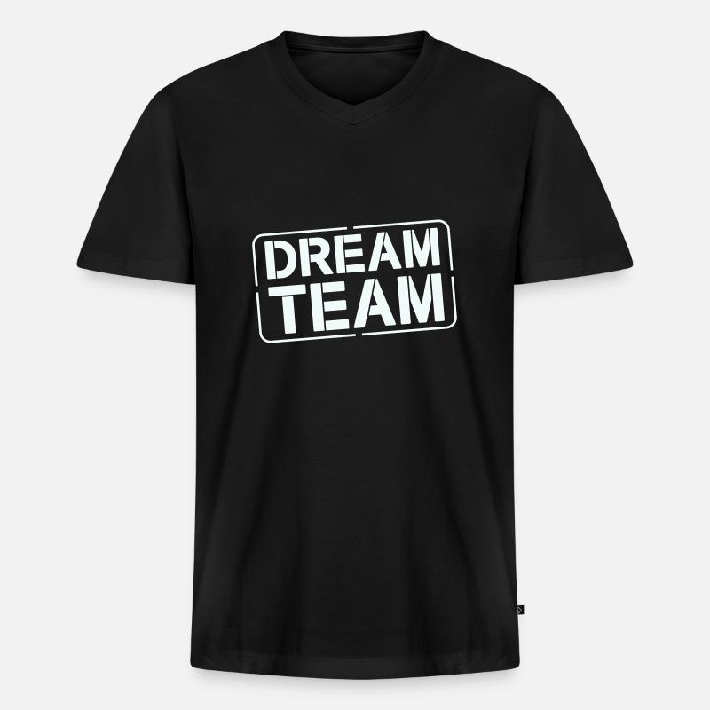 Dream Team - Männer Premium Bio T-Shirt mit V-Ausschnitt - Schwarz